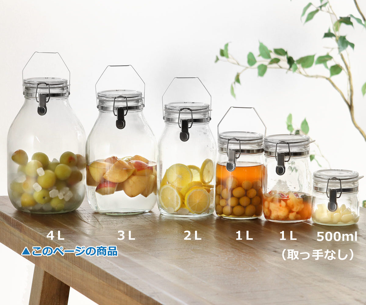 果実酒びん 4L 取手付密封びん セラーメイト （ 日本製 ガラス 密閉