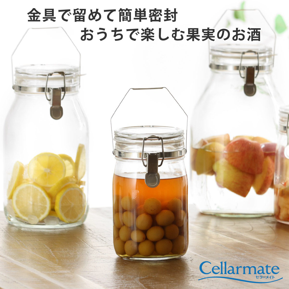 果実酒びん 1L 取手付密封びん セラーメイト （ 日本製 ガラス 密閉