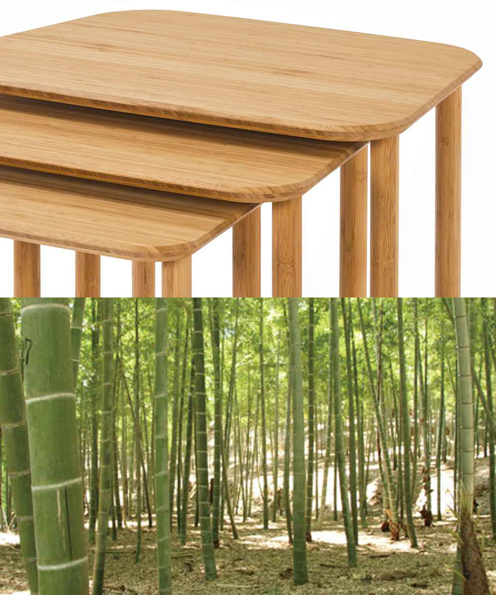 TEORI（テオリ） ネストテーブル 3個セット 幅45〜65 竹製 （ テーブル