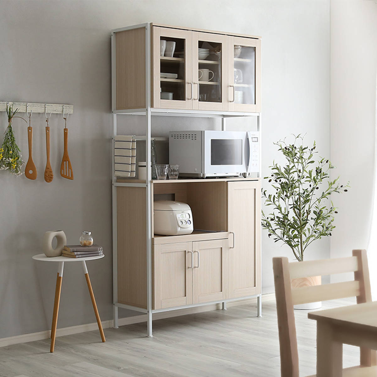 ホームテイスト（HOME taste） 食器棚 幅93.5cm ワイド ハイタイプ