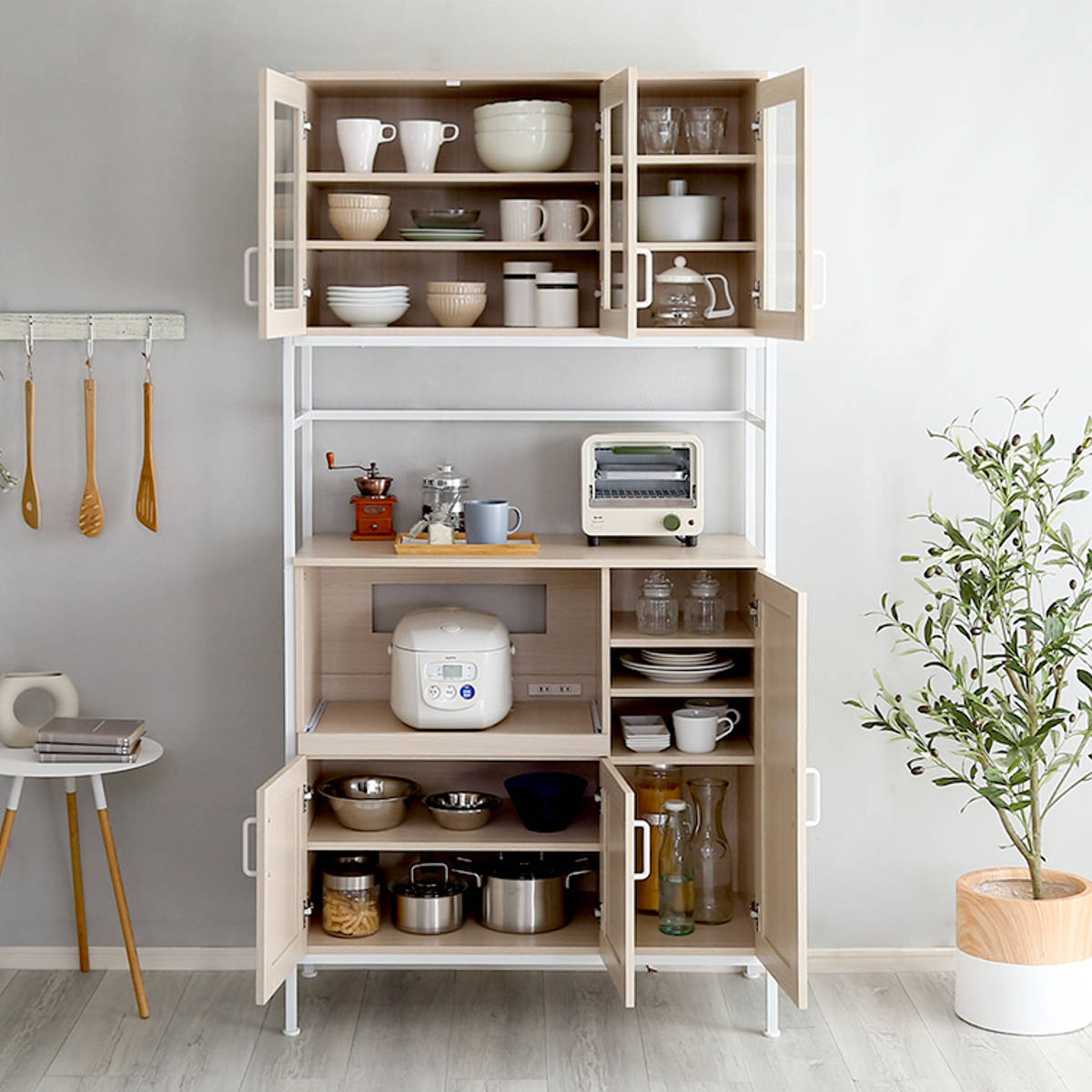 ホームテイスト（HOME taste） 食器棚 幅93.5cm ワイド ハイタイプ