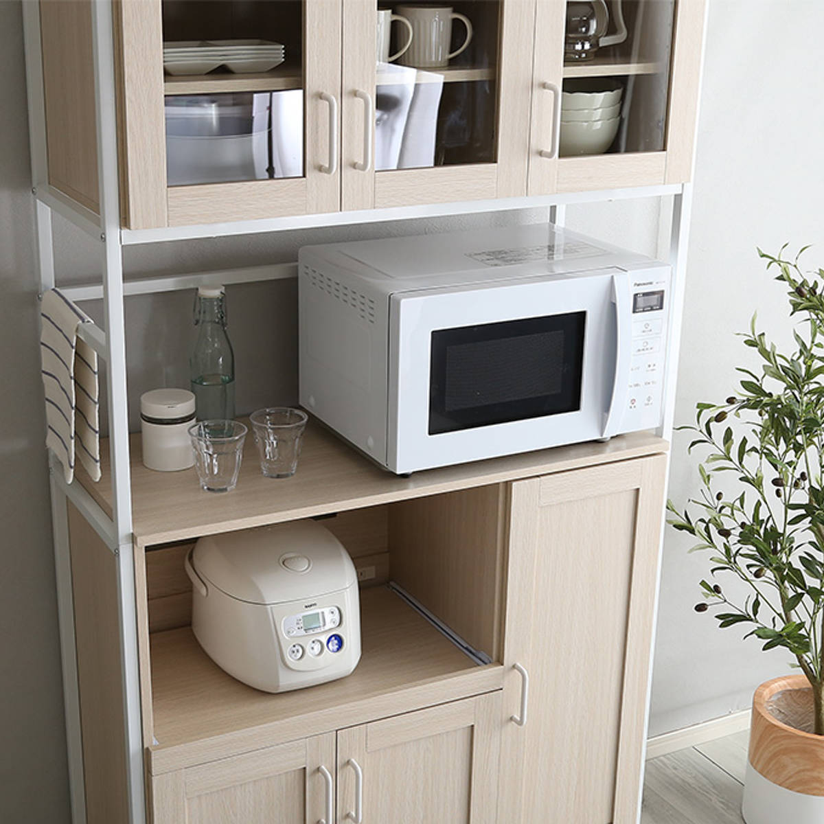 ホームテイスト（HOME taste） 食器棚 幅93.5cm ワイド ハイタイプ