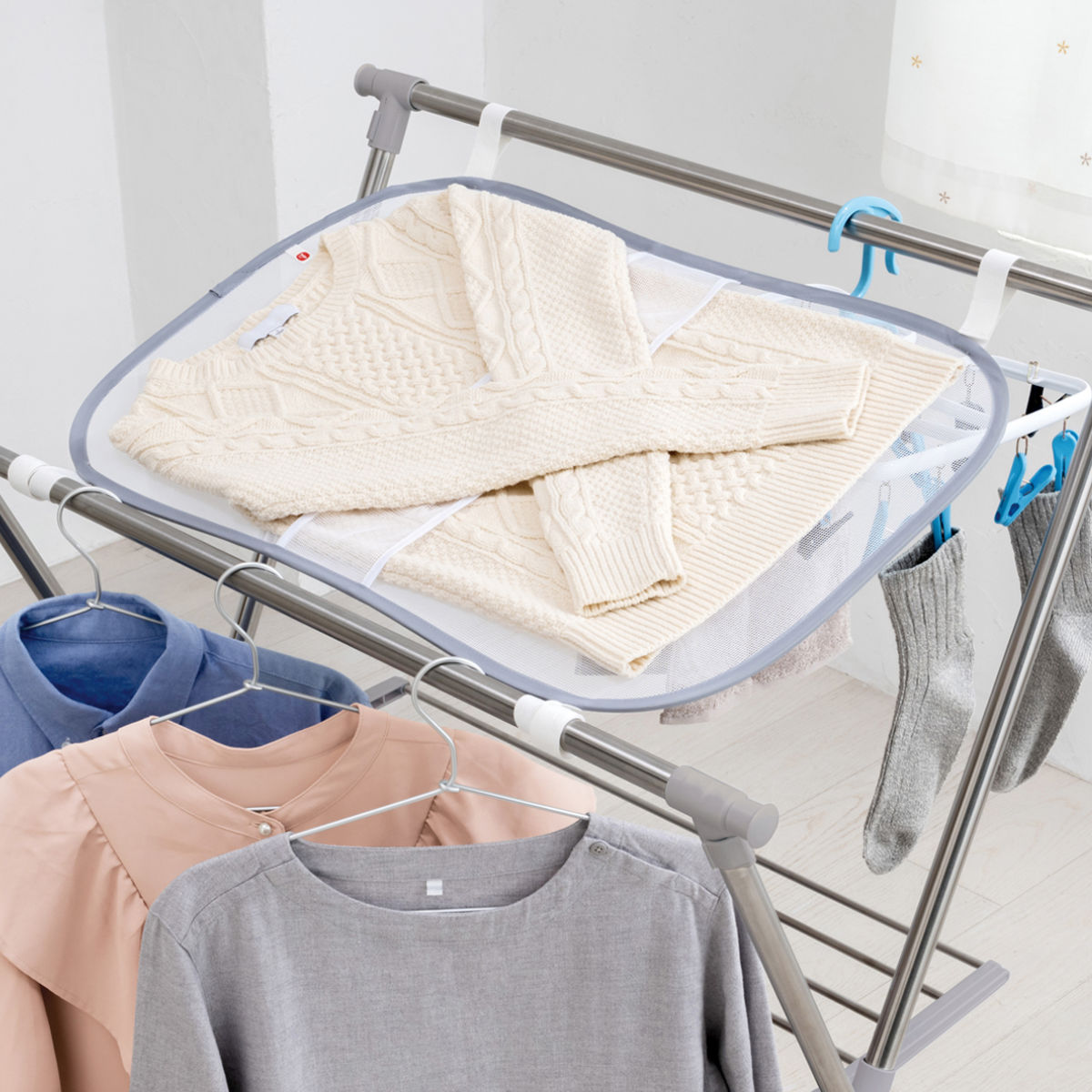 洗濯ネット 平干し 物干しスタンド用平干しネット （ 平干しネット 洗濯 物干しスタンド ネット 折りたたみ ）