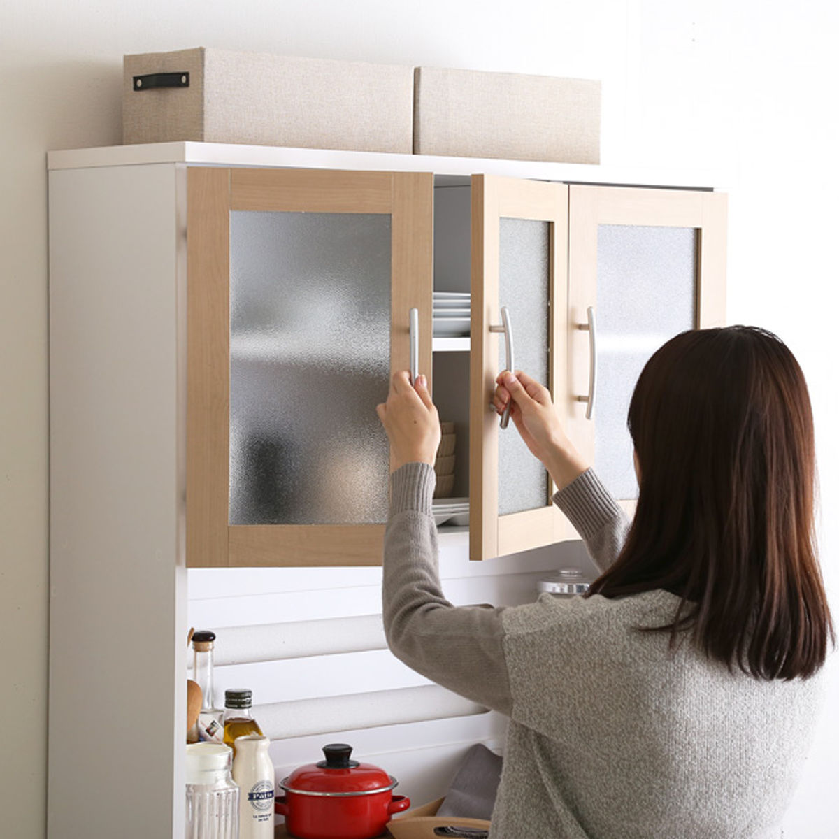 ホームテイスト（HOME taste） 食器棚 幅90cm ハイタイプ 北欧風 