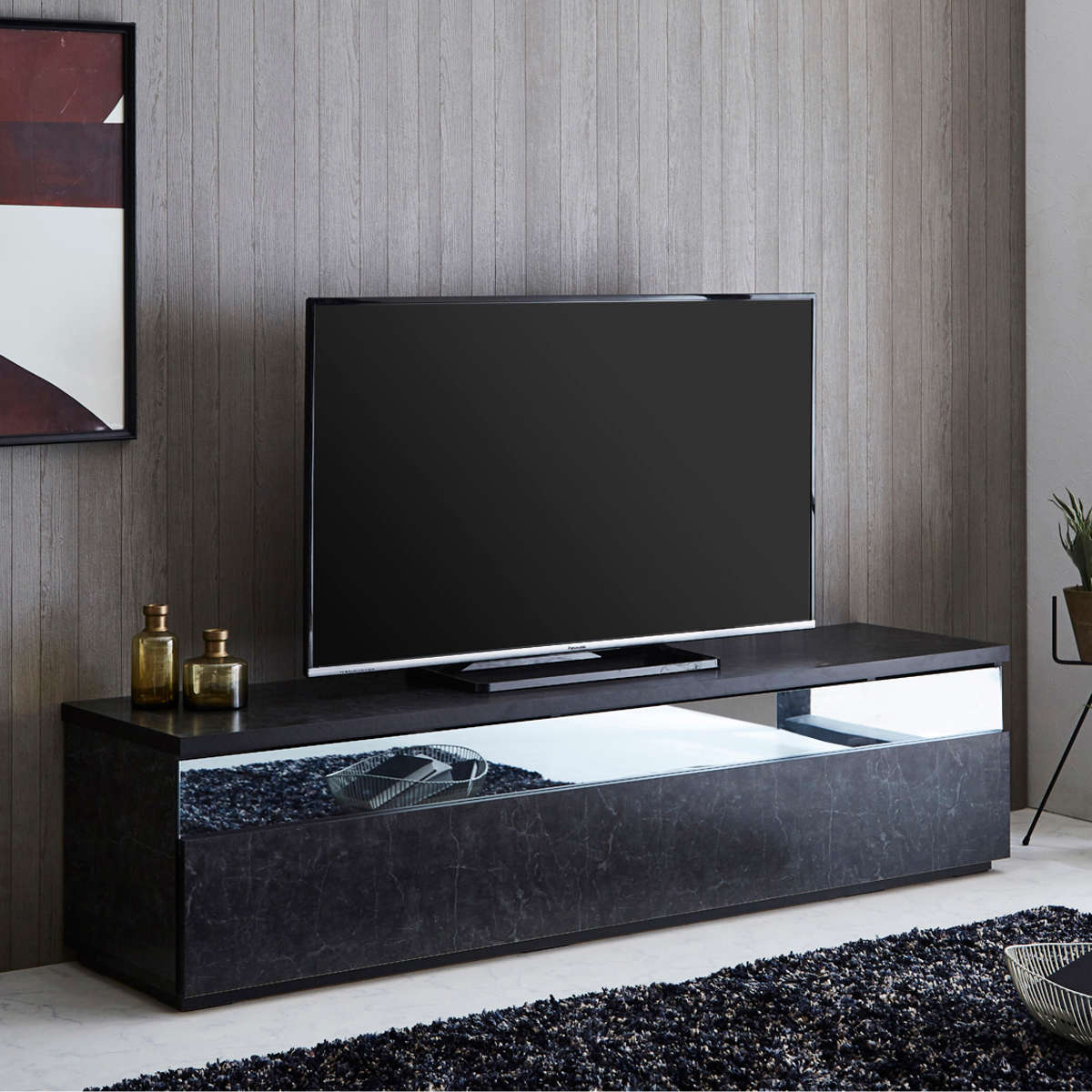 テレビ台 ローボード 石目調 モダンデザイン 日本製 幅180cm （ テレビ