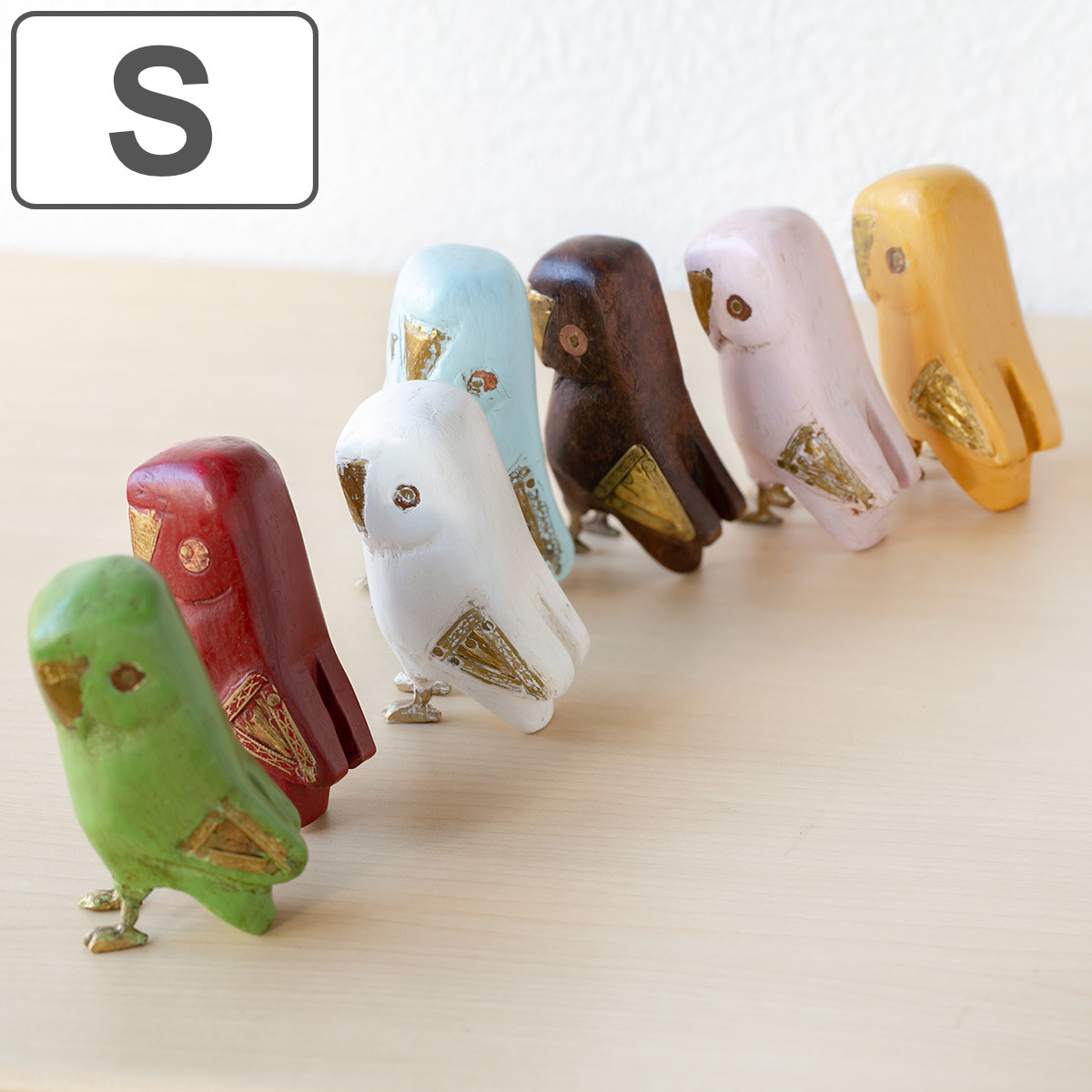 オブジェ フクロウ Sサイズ マスコット 木製 （ ふくろう 鳥 かわいい