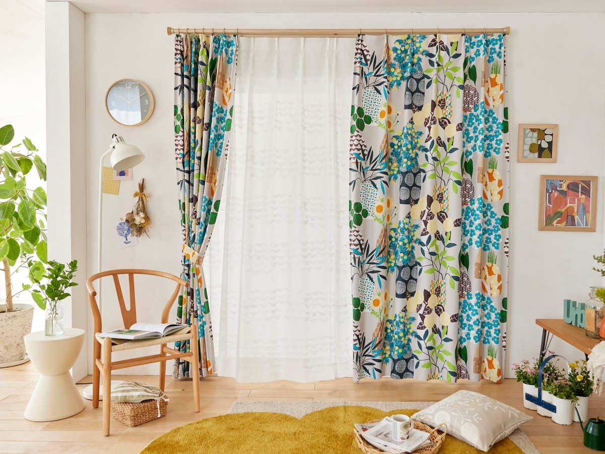 スミノエ カーテン フラワーポット 遮光2級 100×200cm 1枚入り