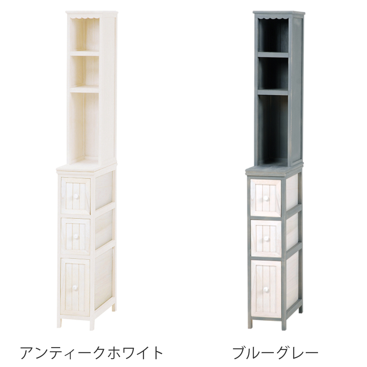 棚付チェスト すき間収納 シャビーウッド アンティーク調 幅20cm （ 棚 ランドリー 洗面所 隙収納 家具 桐製 ）の画像