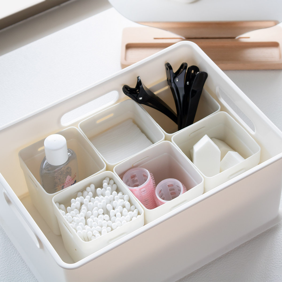 イノマタ化学 仕切りケース 幅7.4×奥行7.4×高さ8cm くつ下整理カップ M