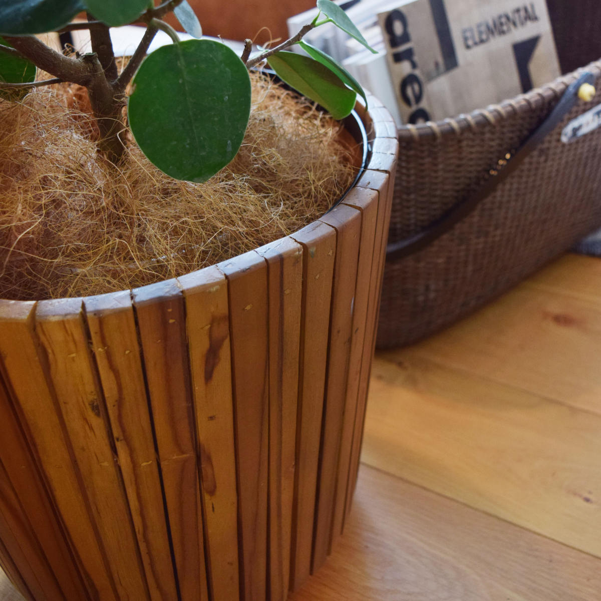 プランター ウッドプランター S 直径34×高さ35cm （ 植木鉢カバー ポットカバー プランターカバー 鉢入れ 鉢植え かご 8号鉢用 木製 ）_2