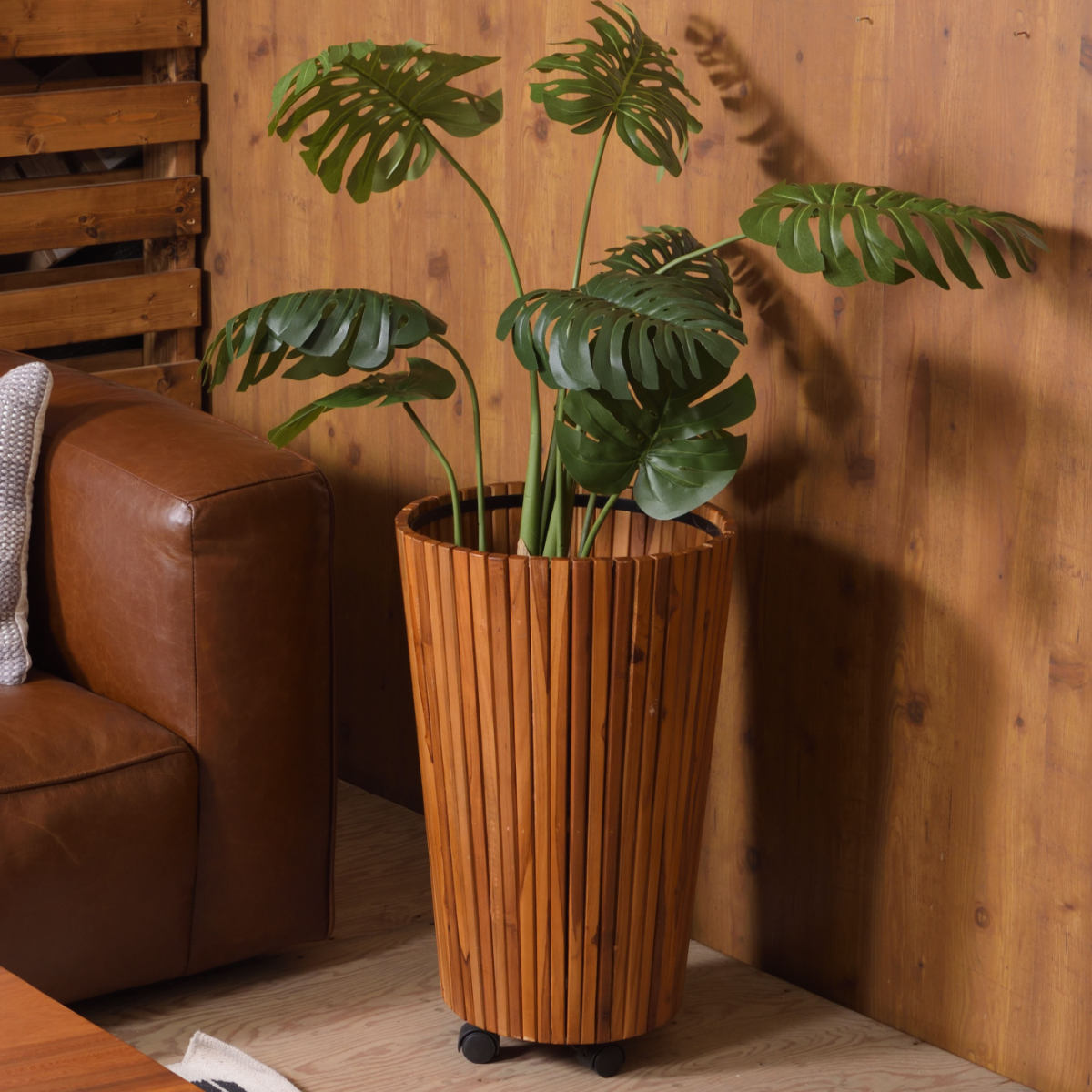 プランター ウッドプランター L 直径39×高さ65cm （ 植木鉢カバー ポットカバー プランターカバー 鉢入れ 鉢植え かご 9号鉢用 ロング 木製 ）