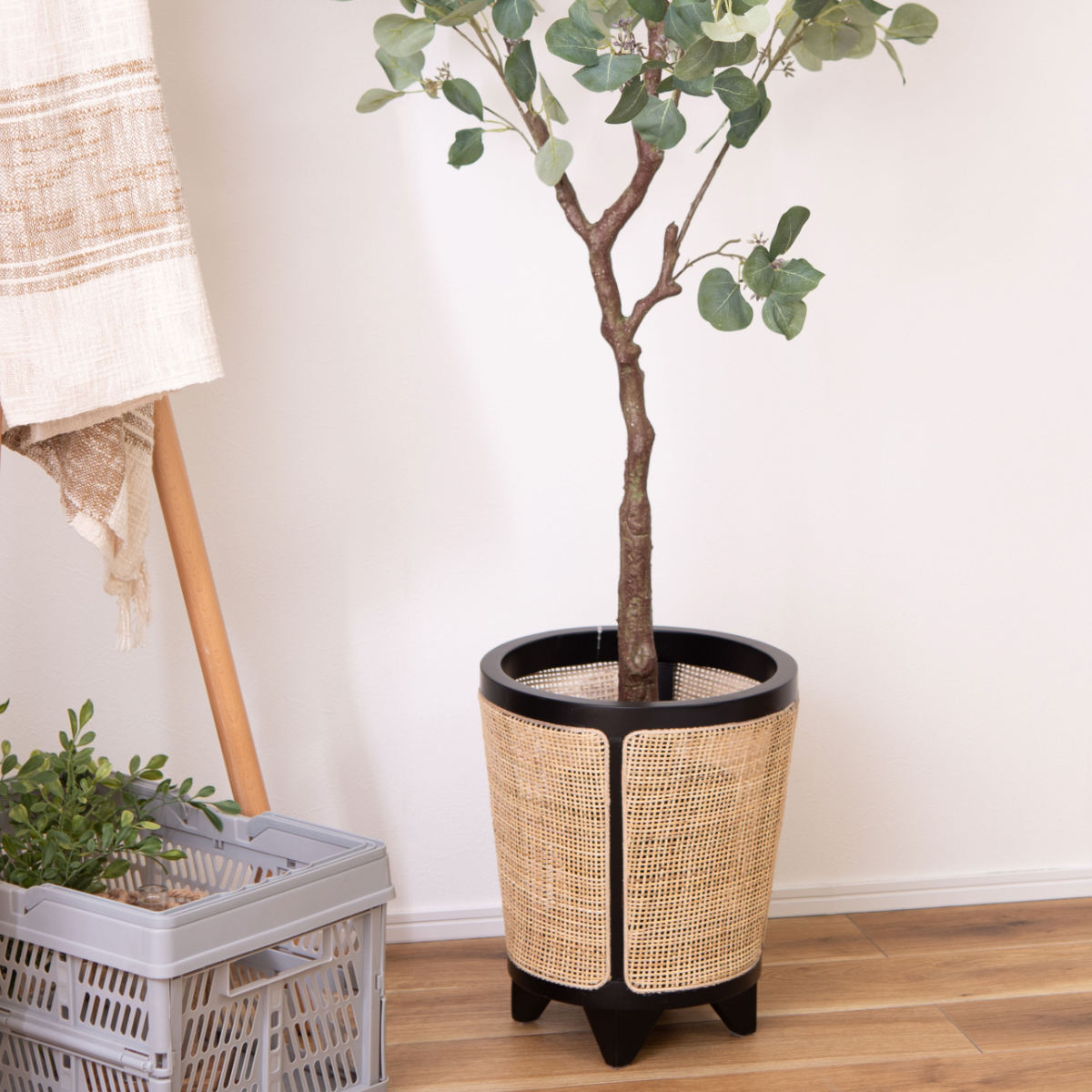 プランターカバー 直径32×高さ38cm 8号用 （ 植木鉢カバー ポットカバー 鉢入れ 鉢カバー 鉢植え かご 8号鉢用 木製 丸 ）_4