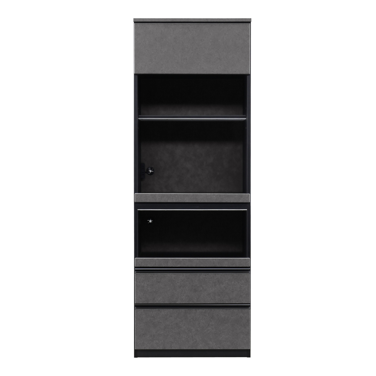 レンジボード モノクロ系 レンジボード ブラックガラス セラミック調 ハイグロスシート 幅70cm