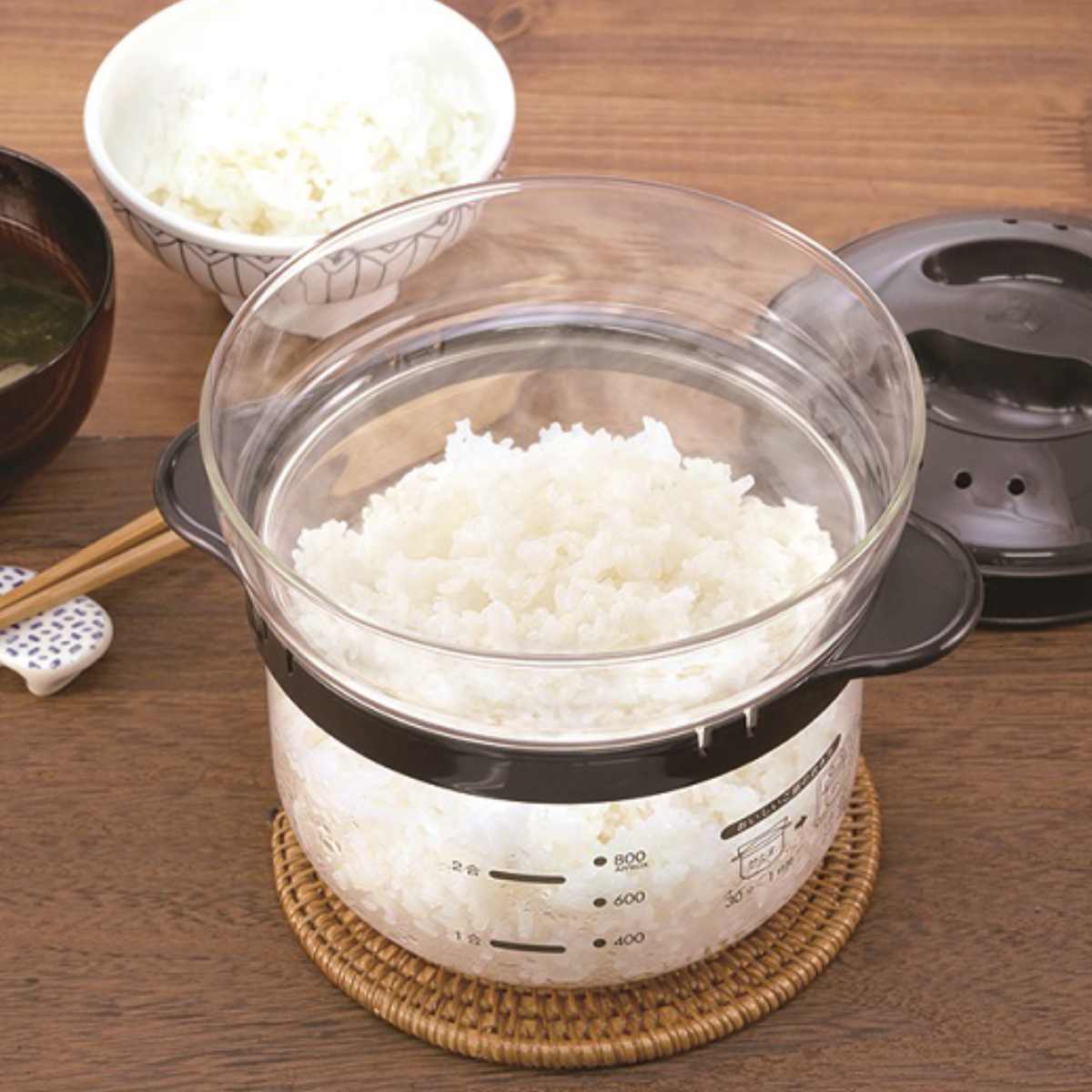 ハリオ 電子レンジ用炊飯器 1〜2合 ガラスの...の詳細画像2