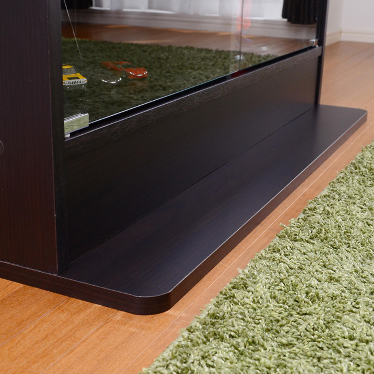 コレクションラック 幅90cm ワイド ロー 浅型 ショーケース （ ウィスキー棚 ラック コレクション ガラスキャビネット ガラス棚板 ）の画像