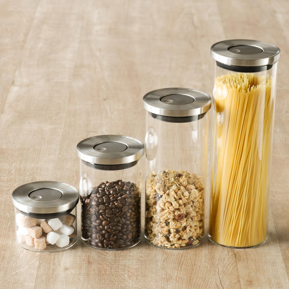 SALUS 保存容器 プレス キャニスター パスタ （ セイラス 密閉 ガラス