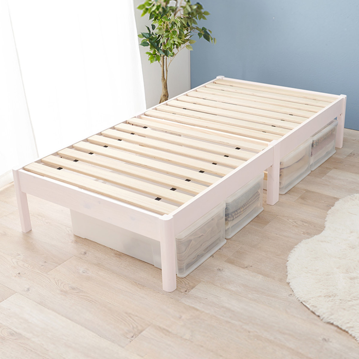 HAGiHARA（萩原） すのこベッド シングル 簡単組立 ロールすのこ