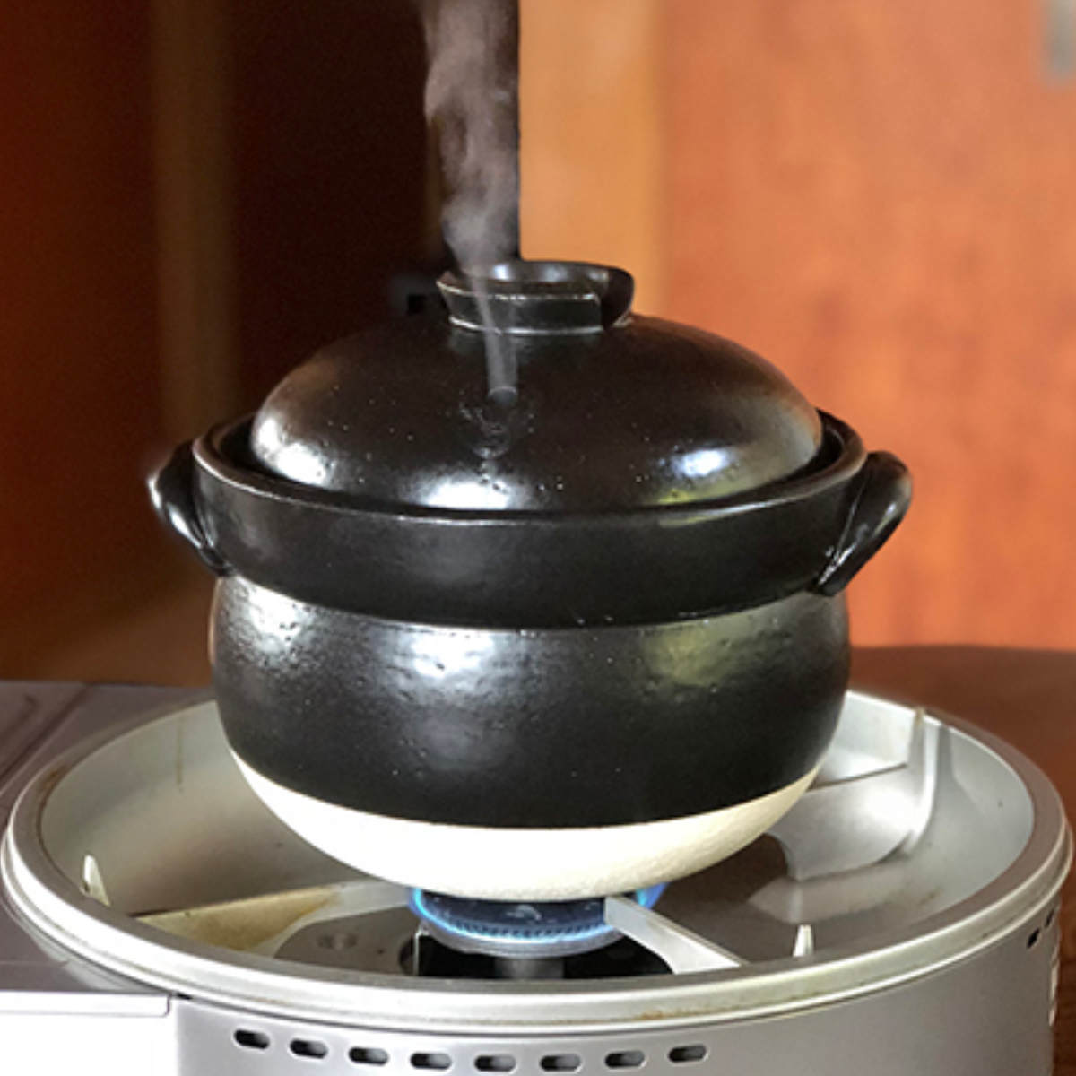 炊飯土鍋 3合 絶品ごはん鍋 中蓋付き 萬古焼 日本製 （ ガス火対応