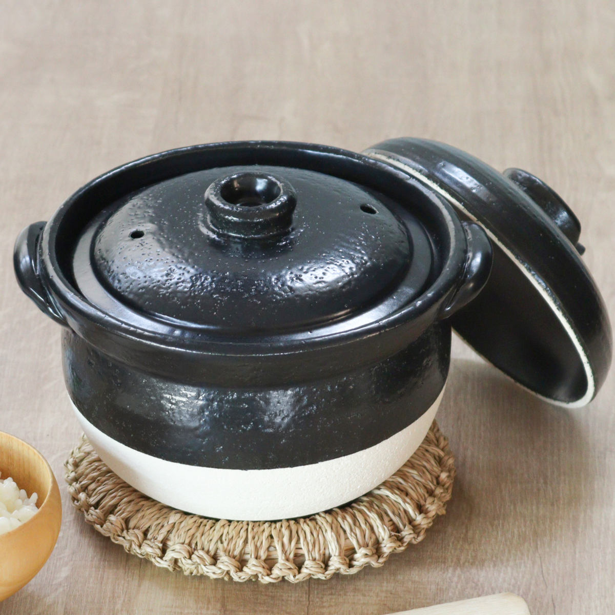 万古焼 土鍋 ご飯釜 3合炊き 四日市萬古焼 新品2個セット 万古焼土鍋で炊くご飯釜 3合炊き 2セット 【公式通販】