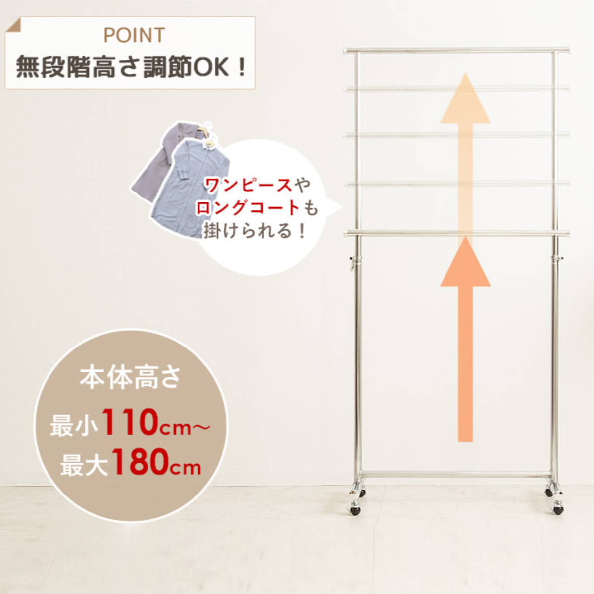 岩附 ハンガーラック 高耐荷重 幅120cm （ パイプハンガー 頑丈 耐荷重