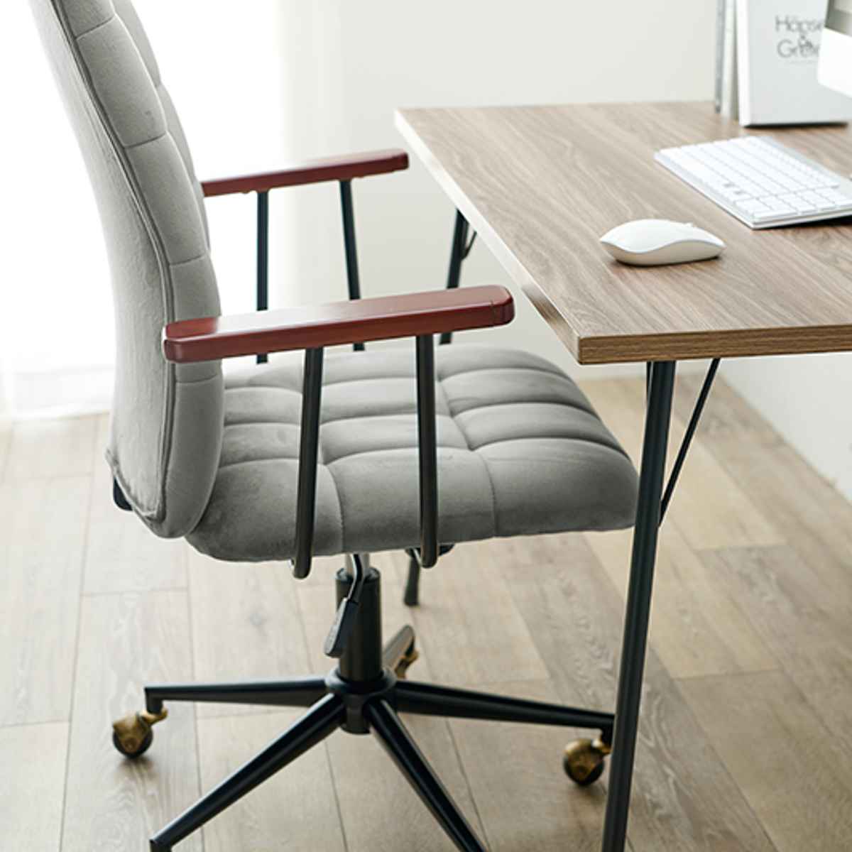 HAGiHARA（萩原） オフィスチェア 座面高43〜53cm 高さ調節 ベロア調