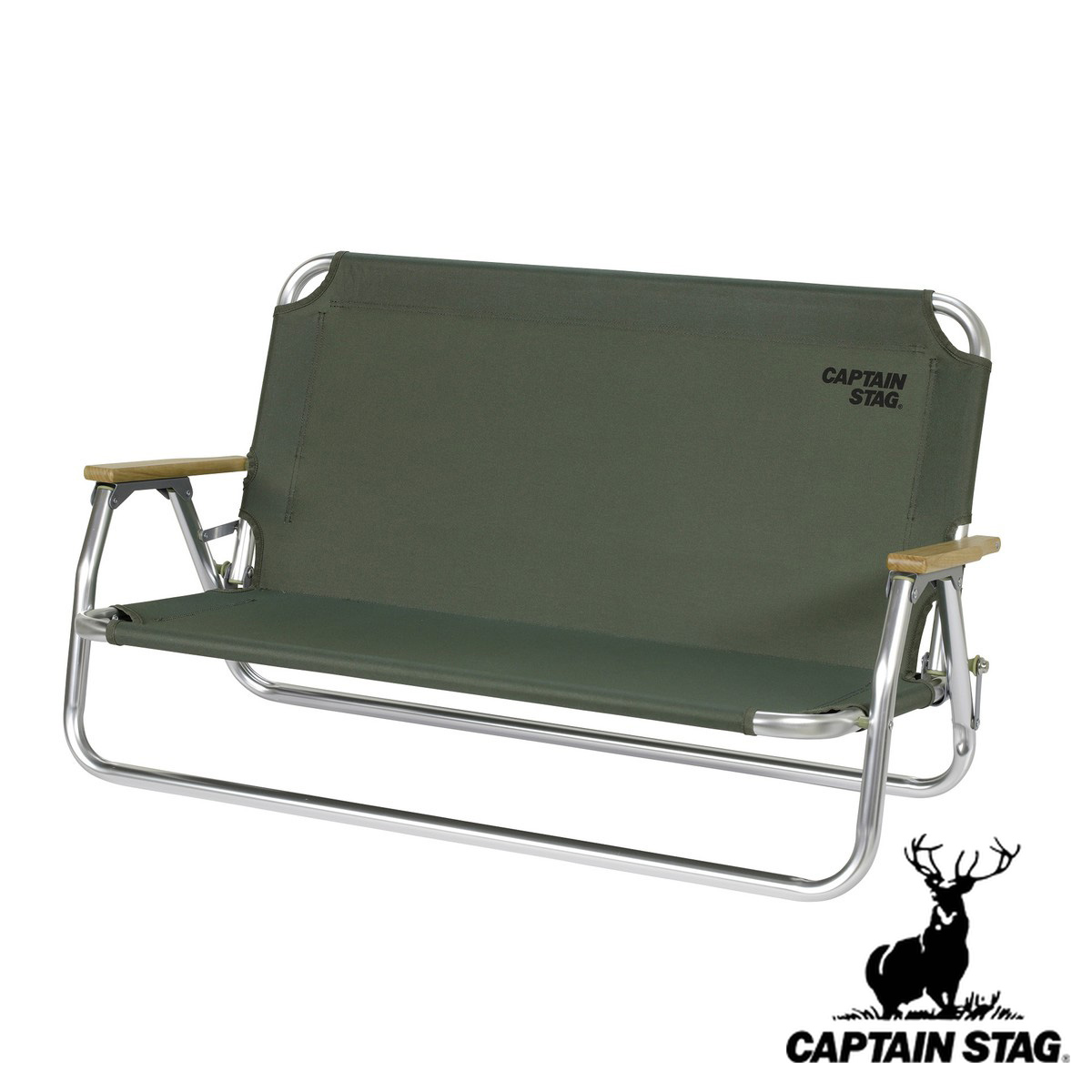アウトドアチェア 折りたたみ グランドローベンチ キャプテンスタッグ （ CAPTAIN STAG アルミベンチ アルミ背付ベンチ アウトドア 椅子 2人 チェア ）