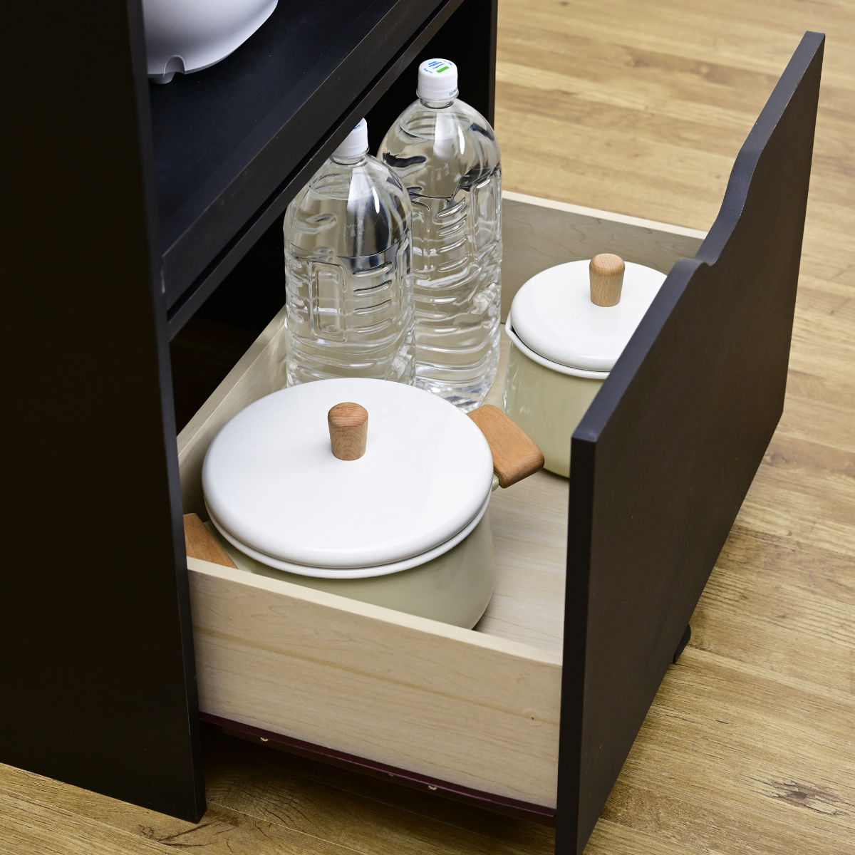 【新品 送料無料】 フラップ扉 レンジ台　全２色　キッチン収納　キャビネット レンジ台 ハイタイプ キャスター付ストッカー フラップ扉 幅60cm