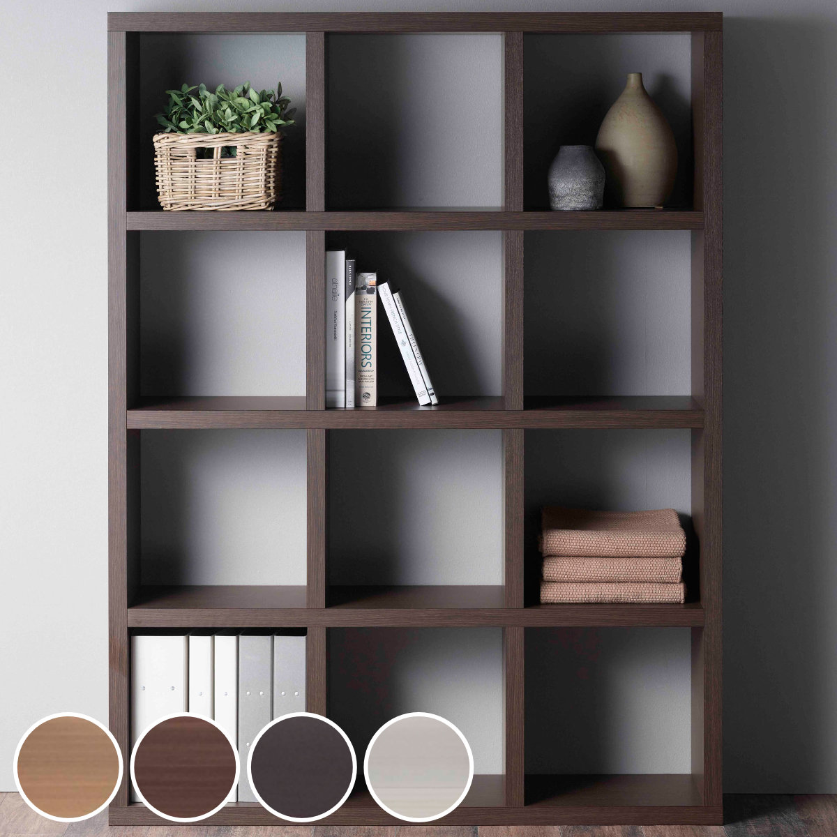 フナモコ（FUNAMOCO） 本棚 ブックシェルフ 12マス 全面化粧仕上げ