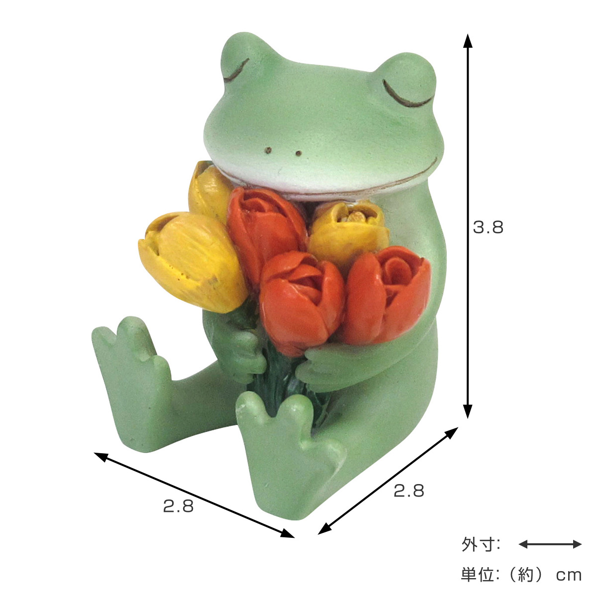 コポー チューリップを持つカエル カエル 置物...の詳細画像1