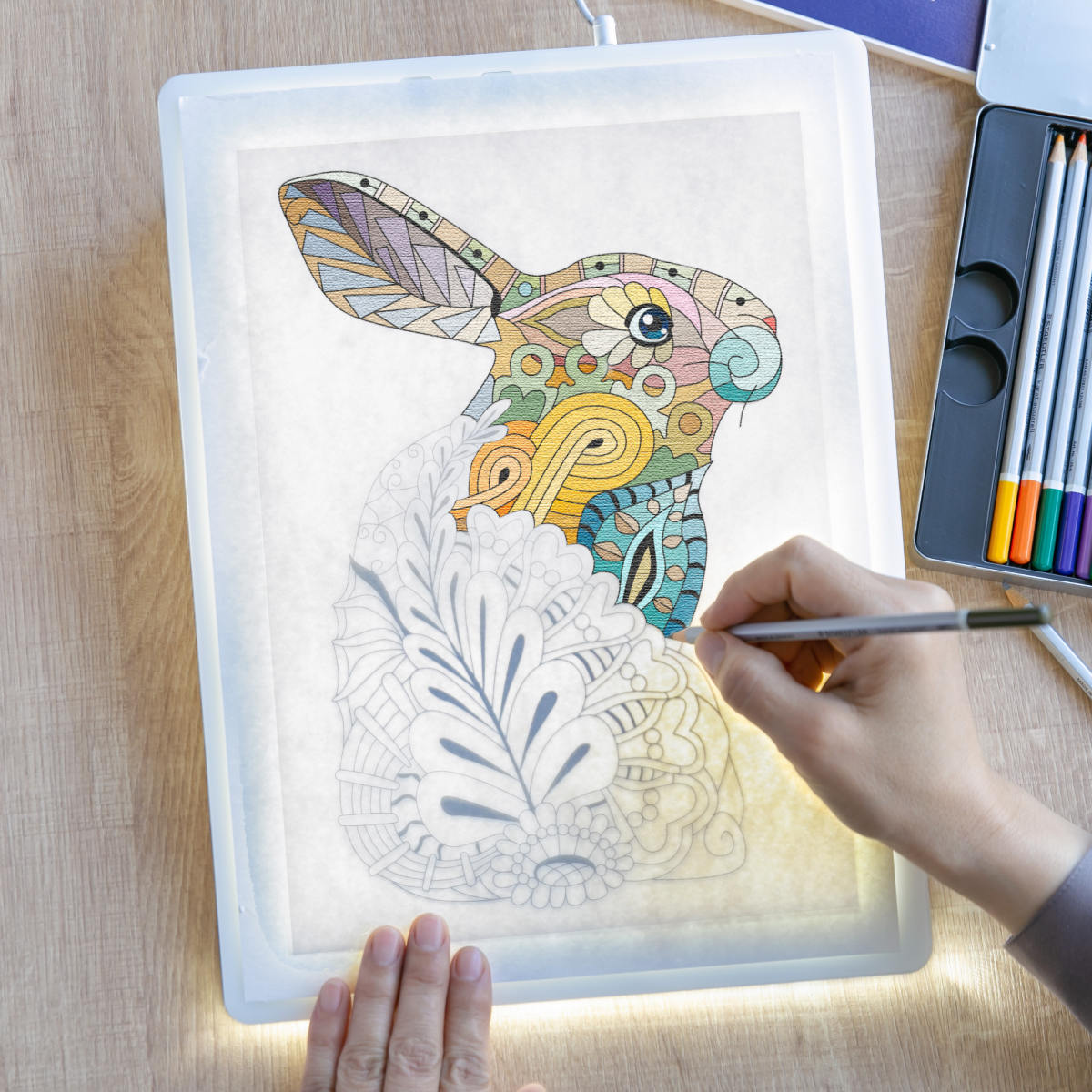 Trytec トレース台 B4 薄型LEDトレビュアー グレー USBセット B4-500