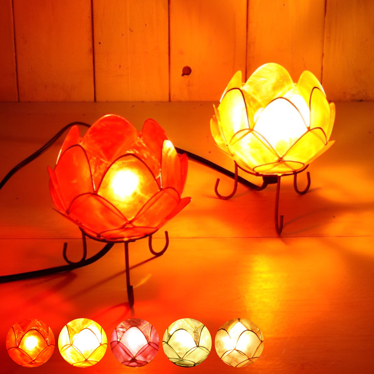 照明 カピスロータスランプ Sサイズ 直径12cm （ ランプ 間接照明 ロータス型ランプ デスクライト インテリアライト 卓上 インテリア おしゃれ ）