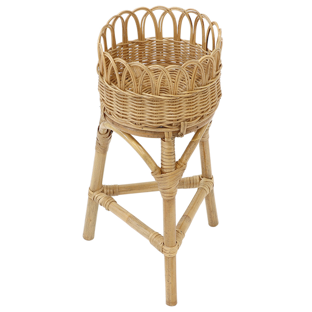 ラタン　プランター　4箇所　サークル　籐家具　フラワーベース　フラワースタンド プランタースタンド ラタン 高さ46cm 天然素材 （ 籐 プランター