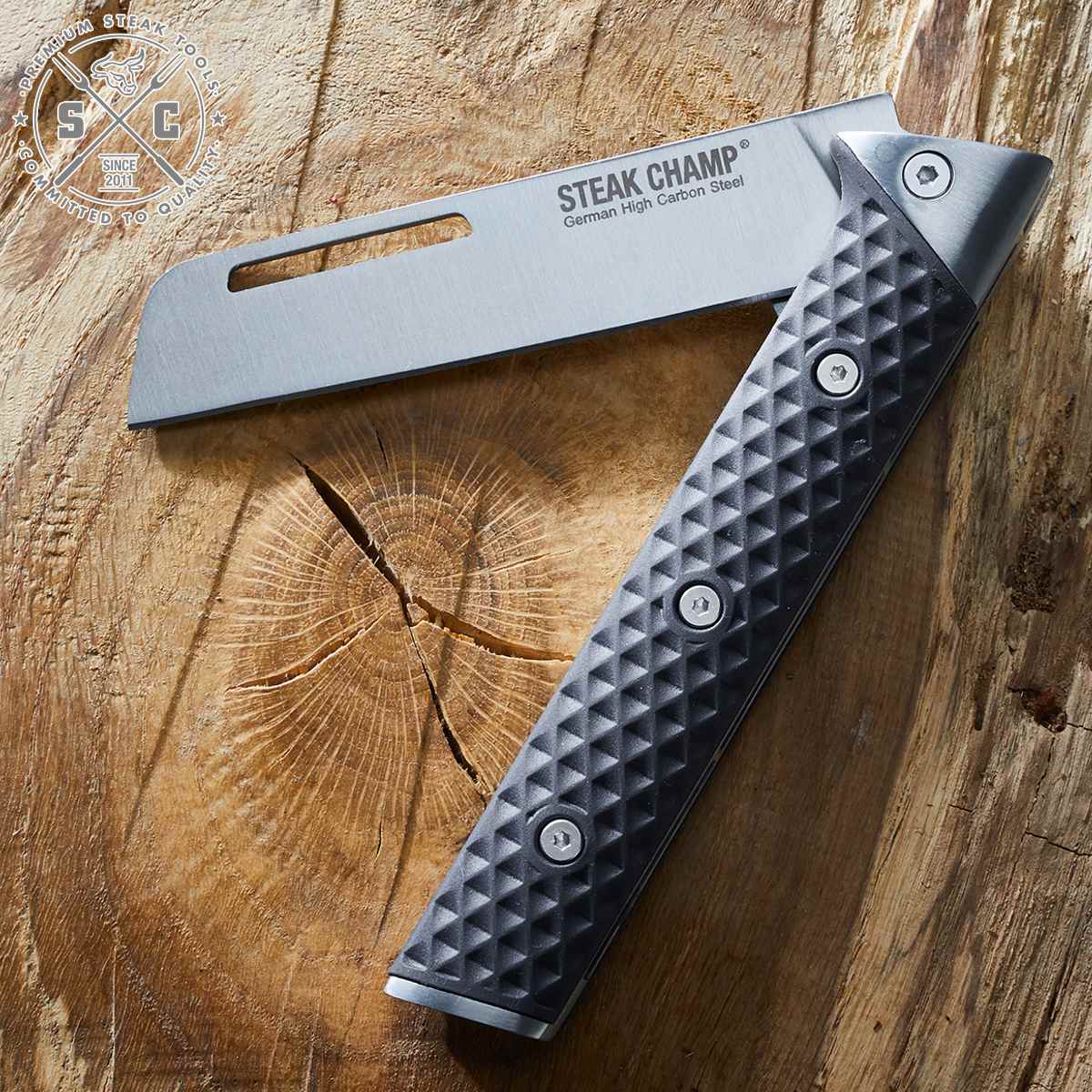 �i�A�E�g���b�g�j� STEAK CHAMP CHEF�fS OUTDOOR FOLDING KNIFE 12cm �A�E�g�h�A �i �i�C�t �܂肽���݃i�C�t �L�����v BBQ ���� ���� ���O �o�[�׃L���[ �j