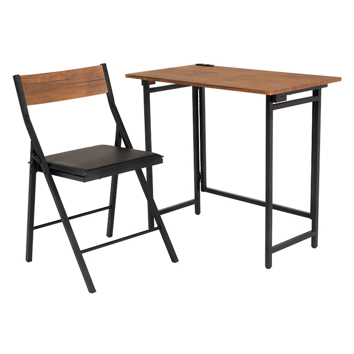 HAGiHARA（萩原） デスク チェア セット 幅80cm 折りたたみ 北欧風