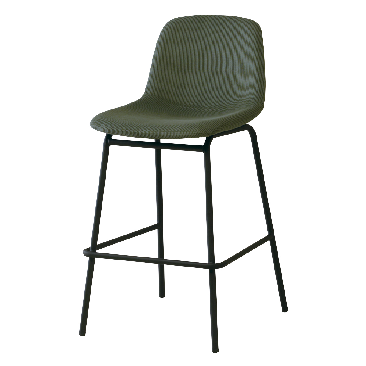 弘益 カウンターチェア 座面高58.5cm 背もたれ付き コーデュロイ