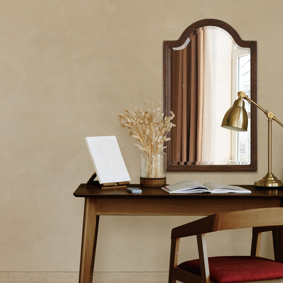 塩川光明堂 ウォールミラー 壁掛け 40×65cm 日本製 アーチ （ 鏡