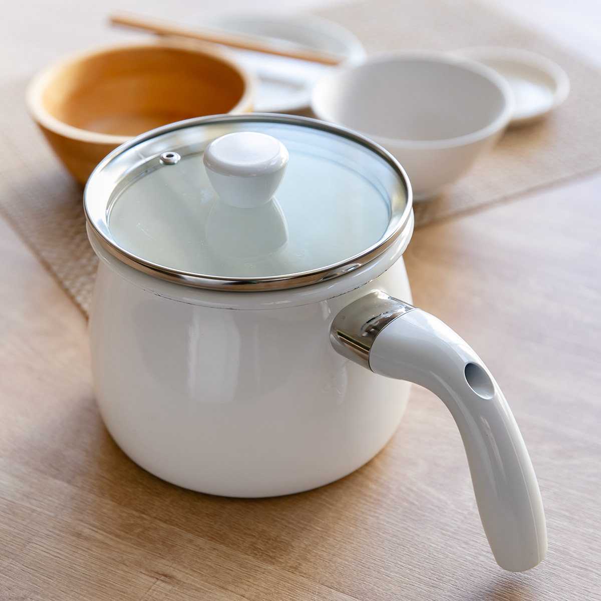 パール金属 マルチポット 16cm 2L IH対応 ガラス蓋付き ホーロー製