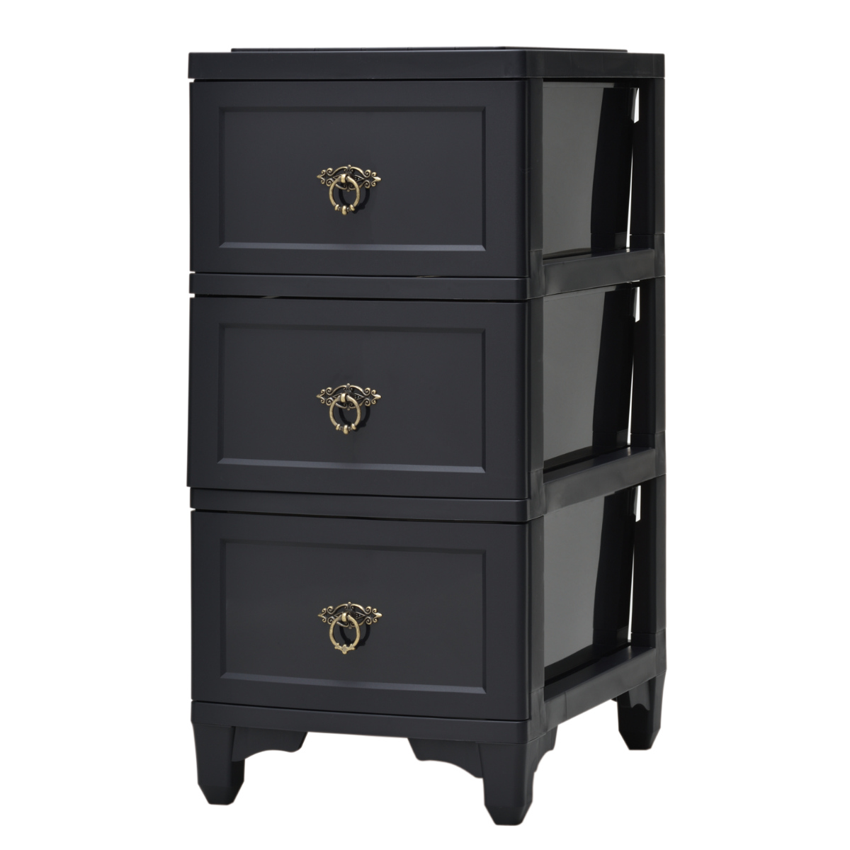 黒白ストライプチェスト 3段収納 黒白ストライプチェスト 3段収納