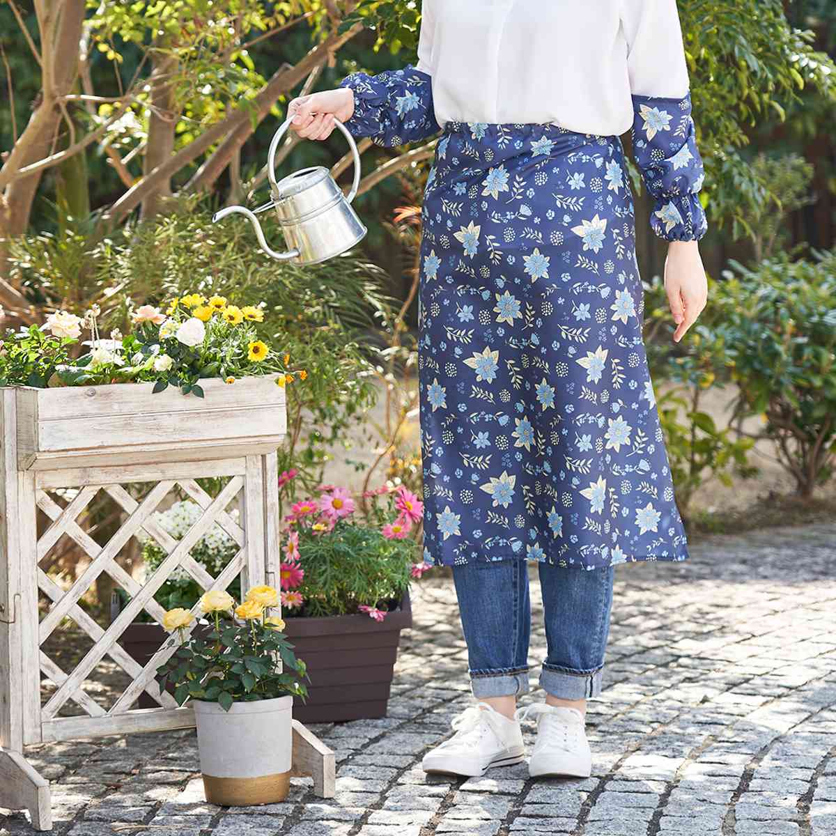 サンコー アームカバー 花柄 そで口カバー 小花 （ 日本製 撥水 袖止め