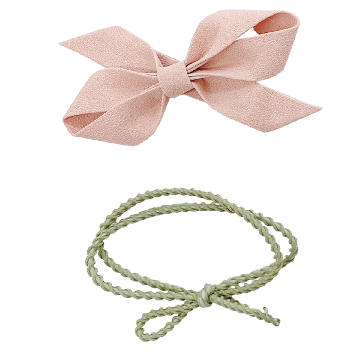 ヘアクリップ ヘアゴム スエードリボンクリップ＆ヘアゴムセット
