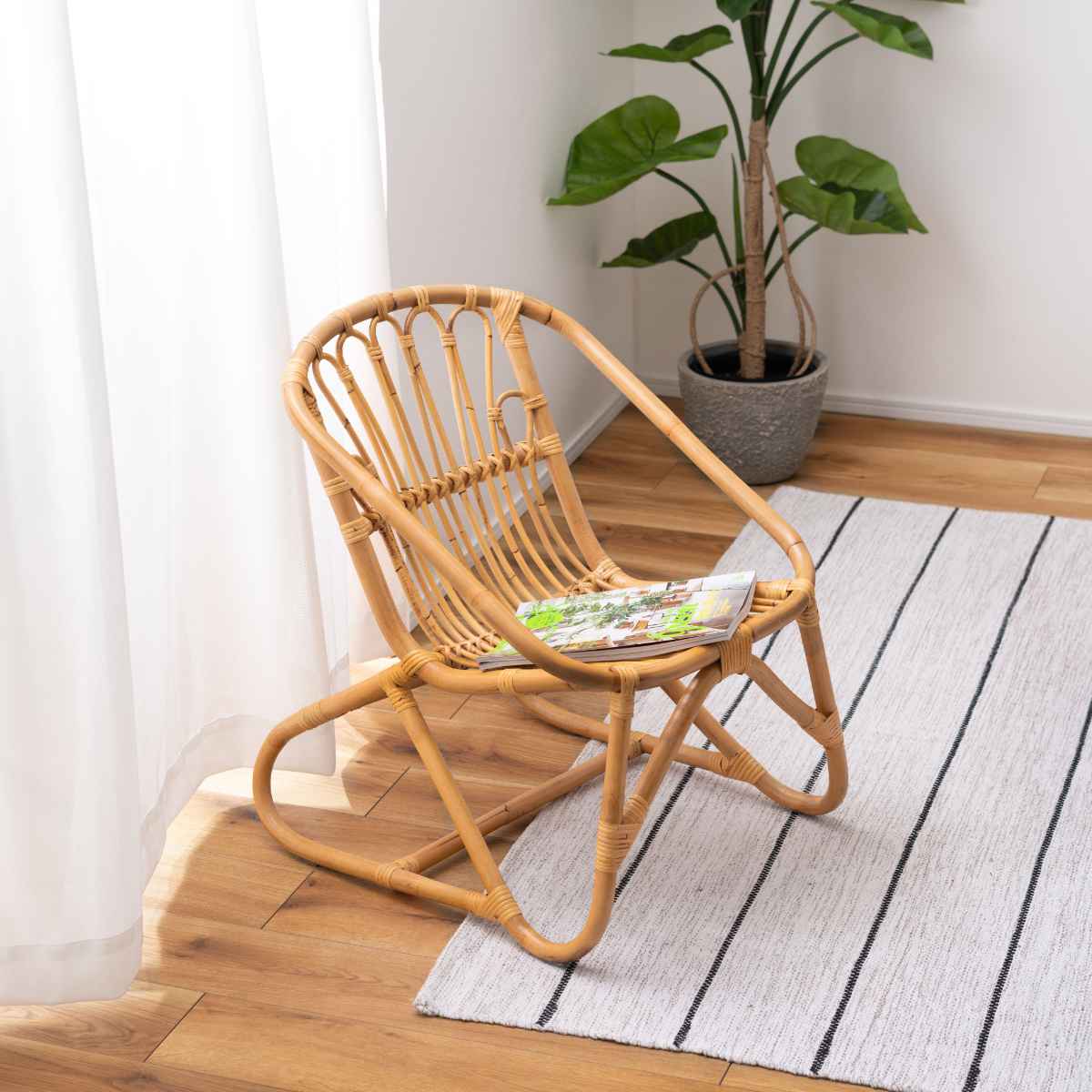 東谷 籐 ラタンチェア 軽量 座面高35cm 完成品 （ ラタン チェア 椅子