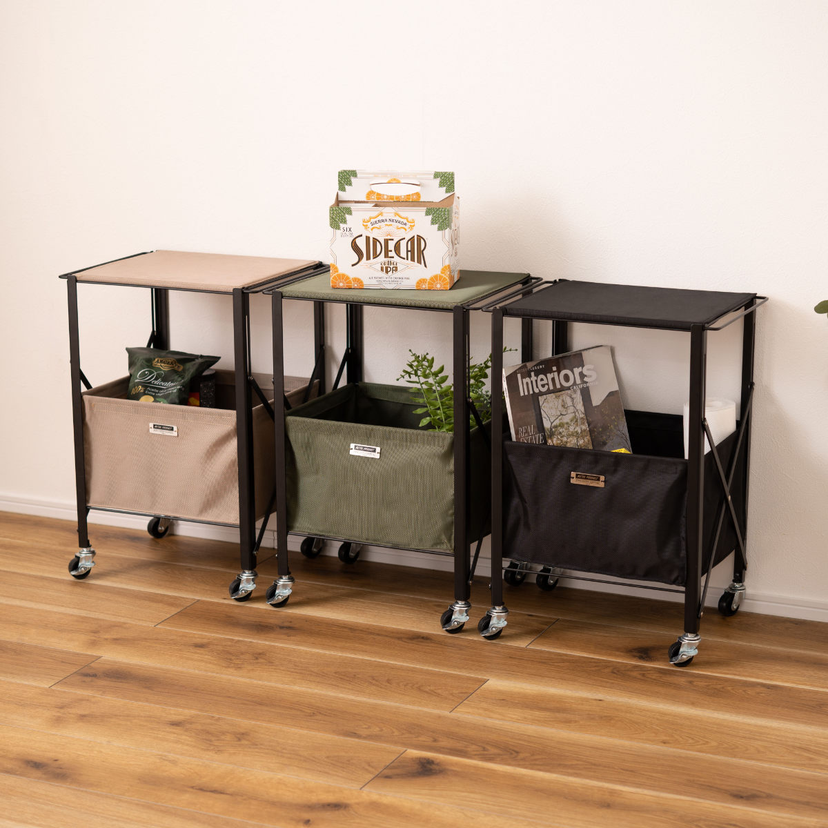 フォールディングテーブルワゴン 幅39.5×奥行30×高さ55cm キャスター