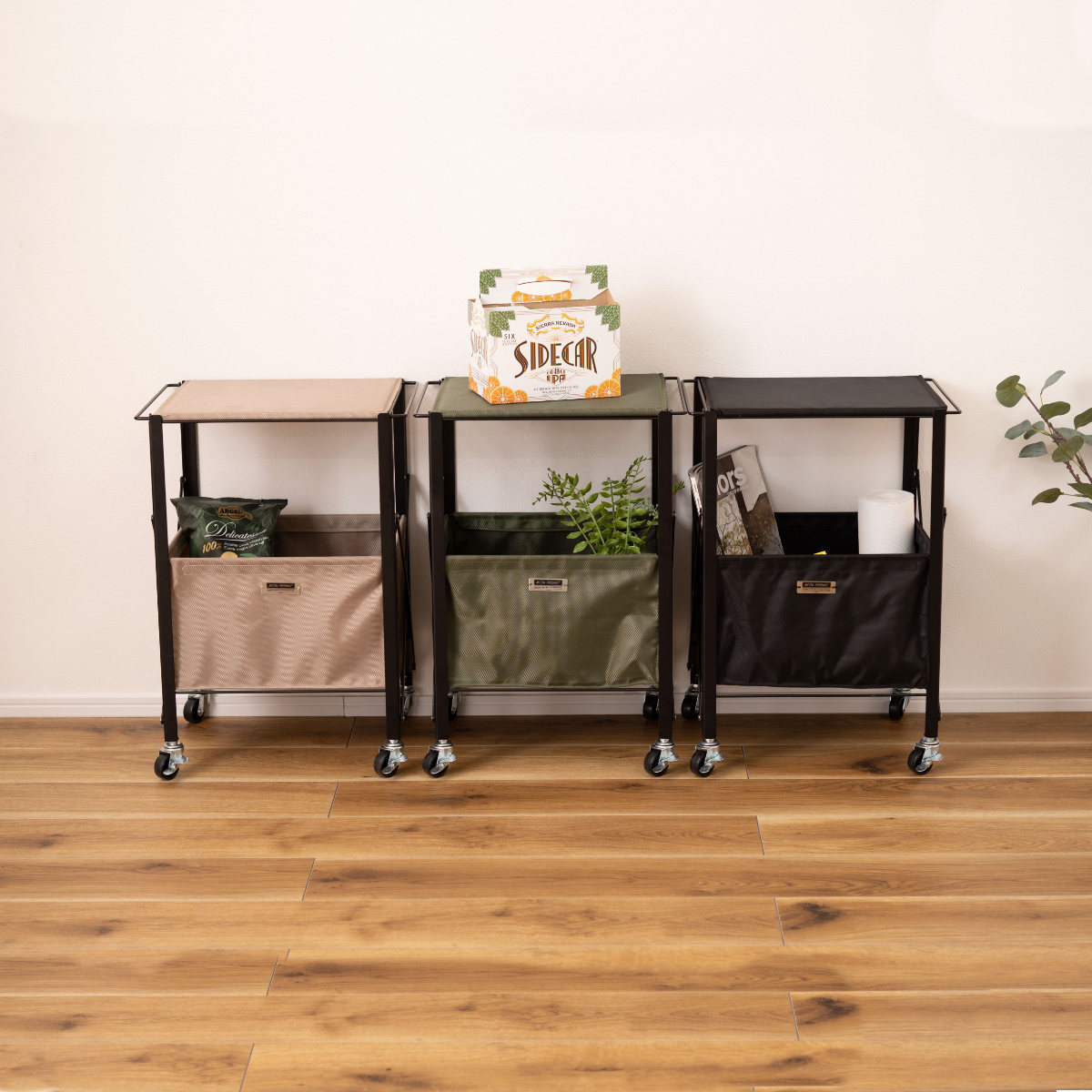 フォールディングテーブルワゴン 幅39.5×奥行30×高さ55cm キャスター