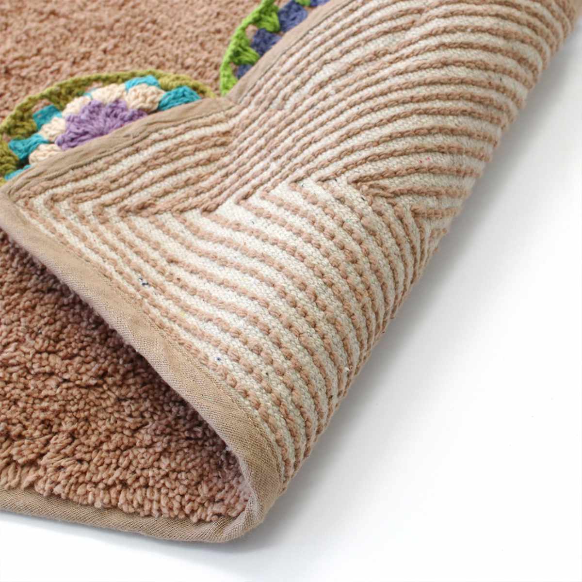 玄関マット 40×80cm 室内 半円形 クロシェ編み （ 玄関 マット 屋内