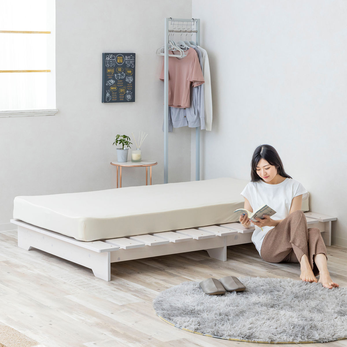 サン・ハーベスト ベッド ダブル ステージタイプ 天然木 並べて使える