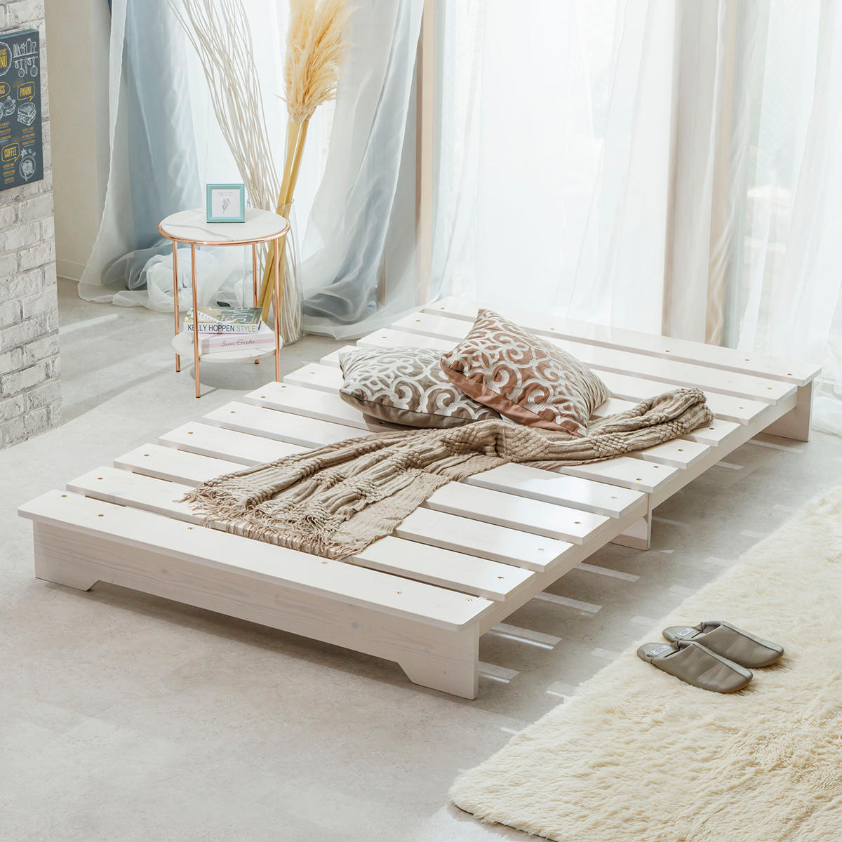 サン・ハーベスト ベッド ダブル ステージタイプ 天然木 並べて使える