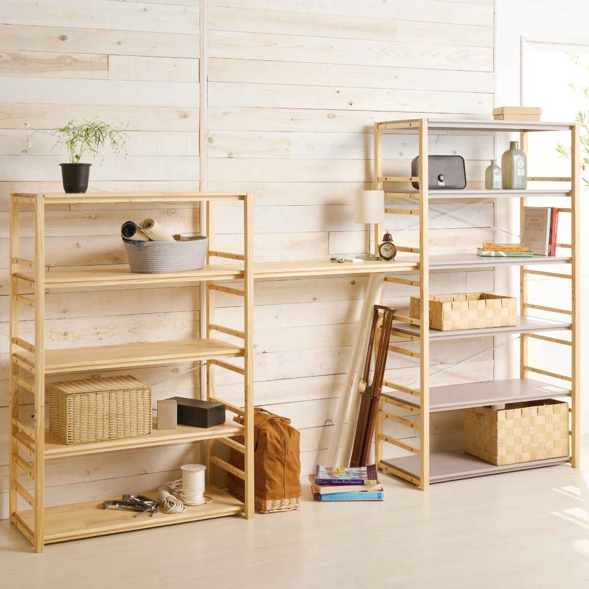 弘益 フリーラック 5段 天然木 オープンラック パレット 約幅85cm