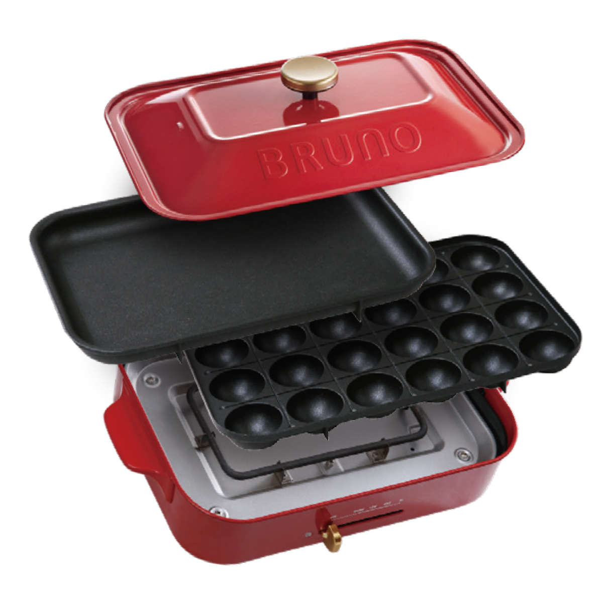 BRUNO（ブルーノ） コンパクトホットプレート たこ焼きプレート付き 蓋