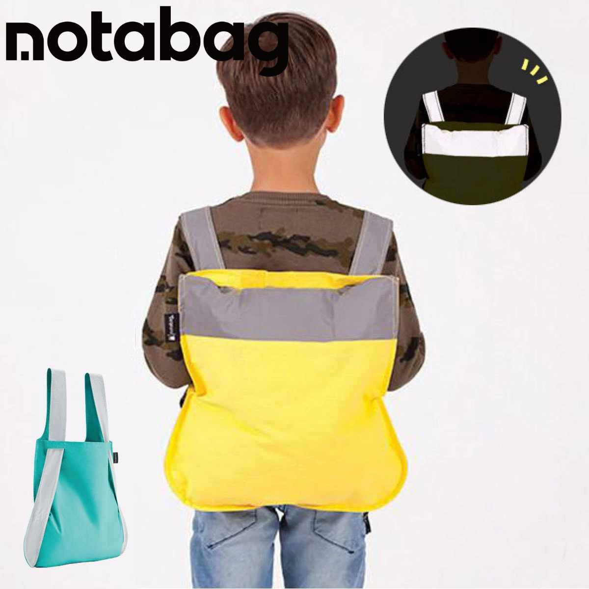 エコバッグ notabag BAG ＆ BACKPACK KIDS REFLECTIVEMINT （ ノットアバッグ Notabag 折りたたみ 2way 撥水 ブランド トート 鞄 かばん リュックサック ）