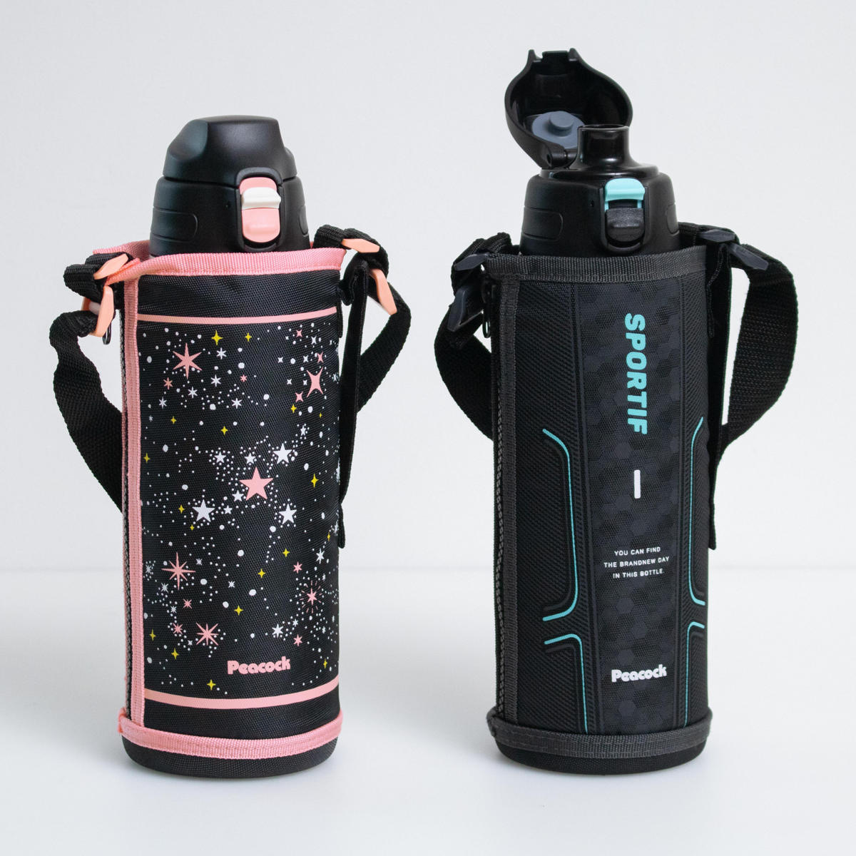 【新品未使用】　オリジナルボトル　(冷水専用)×２個セット ピーコック魔法瓶工業 水筒 ポーチ付きワンタッチボトル 1L 保冷専用